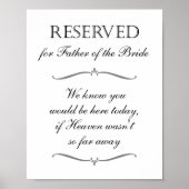 Trouwstoel Vader Bruid Hemel Herdenking Gereservee Poster (Voorkant)