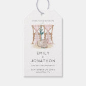 Trouwstoelen Boho Pink Save The Date Cadeaulabel (Voorkant)