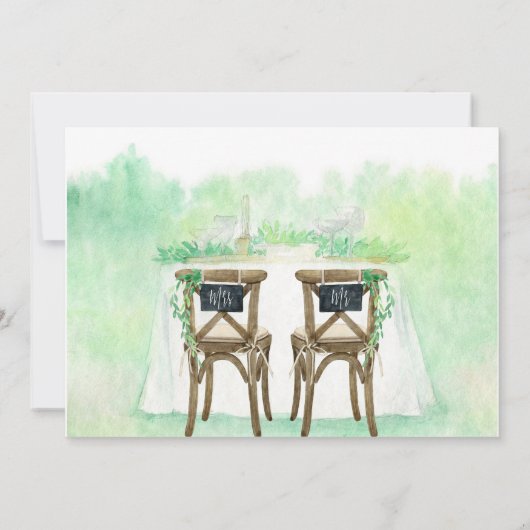 Trouwstoelen en Waterverf met trouwtafel Kaart (Achterkant)