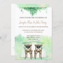 Trouwstoelen en Waterverf met trouwtafel Kaart
