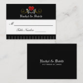 Trouwstoelen Kaarten - Skeletten met hart Plaatskaartje (Voorkant / Achterkant)