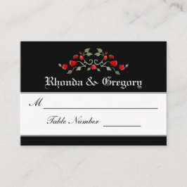 Trouwstoelen Kaarten - Zwart & Rood Roses Matching Plaatskaartje