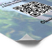 Trouwstoelenkaart Dusty Blue QR Code Foto Poster (Hoek)