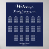 Trouwstoelenkaart Poster Navyblauw 50x60 cm (Voorkant)