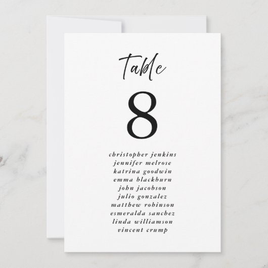 Trouwstoelenlijst Guest Table Number Modern Kaart (Voorkant)