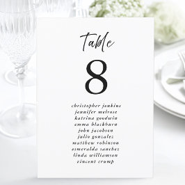 Trouwstoelenlijst Guest Table Number Modern Kaart