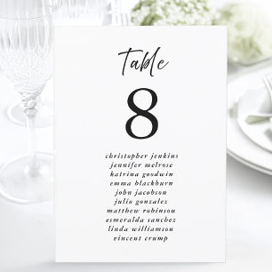 Trouwstoelenlijst Guest Table Number Modern Kaart