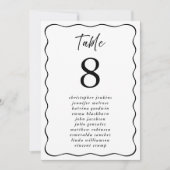 Trouwstoelenlijst Wavy Lijst Gasttafelnummer Kaart (Voorkant)