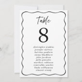 Trouwstoelenlijst Wavy Lijst Gasttafelnummer Kaart (Achterkant)