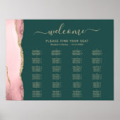Trouwstoelindeling Blush Goud Agate Smaragd Groen Poster (Voorkant)