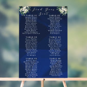 Trouwstoelindeling bord met Navy Blue bloemmotief (Neutraal)