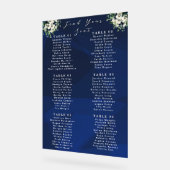 Trouwstoelindeling bord met Navy Blue bloemmotief (Hoek)
