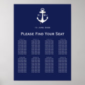 Trouwstoelindeling bord Navy Nautical Poster (Voorkant)