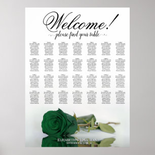 Trouwstoelindeling met 28 tafels in smaragdgroene poster