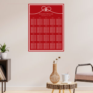 Trouwstoelindeling met dubbele geluks-knoop 囍 poster