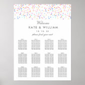 Trouwstoelindeling met regenboogconfetti poster (Voorkant)