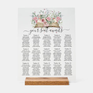 Trouwstoelindeling met Roze Bloemendecor van een O Acryl Bord