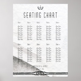 Trouwstoelindeling Nautisch 45x60 cm Grijs Wit Poster