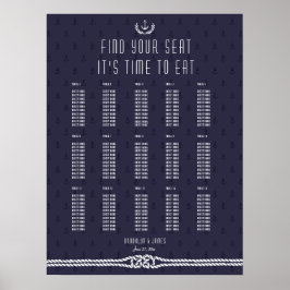 Trouwstoelindeling Nautisch Thema Blauwe Ankers Poster