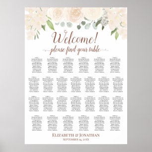 Trouwstoelindeling Tafel 26 Bloemig Perzikroze Poster