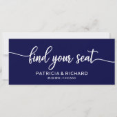 Trouwstoelindeling Titelkaart in Marineblauw Kaart (Voorkant)