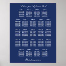 Trouwstoelindelingposter Navy Blue 23 Tafels