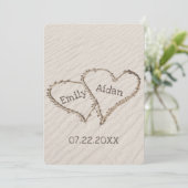 Trouwstrand Harten met Namen Kaart (Staand voorkant)