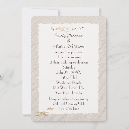 Trouwstrand Harten met Namen Kaart (Achterkant)