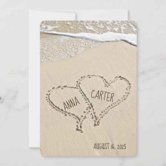 trouwstrand Harten met surf Kaart (Voorkant)