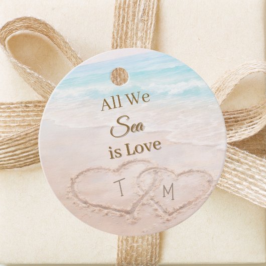 Trouwstrand Harten Zand Monogram Bedankjes Labels