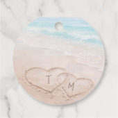 Trouwstrand Harten Zand Monogram Bedankjes Labels (Achterkant)
