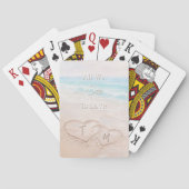 Trouwstrand Harten Zand Monogram Pokerkaarten (Achterkant)