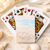 Trouwstrand Harten Zand Monogram Pokerkaarten