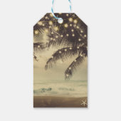 Trouwstrand Oceaans Palmbomen & Lichten Bruiloft Cadeaulabel (Achterkant)