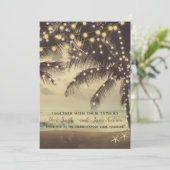 Trouwstrand Oceaans Palmboom & Lichtjes Bruiloft Kaart (Staand voorkant)