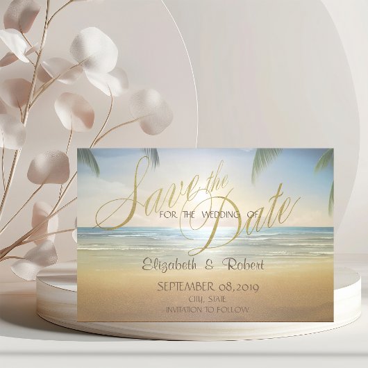 Trouwstrand Palms Sunset Save The Date