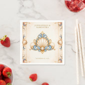 Trouwstrand servetten blauw met schelpen (Insitu)