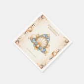 Trouwstrand servetten blauw met schelpen (Hoek)