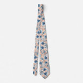 Trouwstrand Shell Bloemen Blauw Blush Wit Stropdas (Achterkant)
