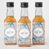 Trouwstrand zeeschelp en rozen in nautische stijl likeurfles etiket (Flessen)