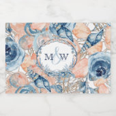 Trouwstrand zeeschelp en rozen in nautische stijl likeurfles etiket (Enkel label)