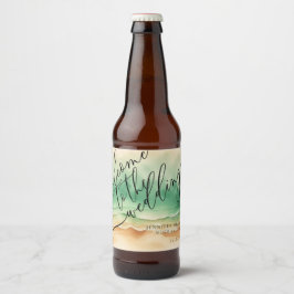 Trouwstrand Zomer Groene Zee Bruiloft Bier Etiket