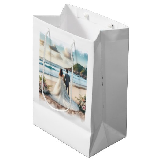 Trouwstrandkoppel Medium Cadeauzakje (Voorkant Gekanteld)