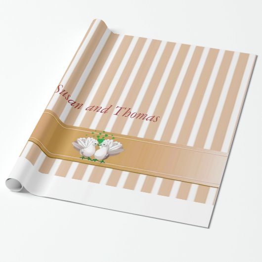 Trouwstrepen gouden cadeaupapier (Uitgerold)