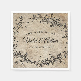 Trouwstuk met vintage botanische krans servet