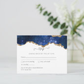 Trouwsuite in Sublime Agaat Blauw Goud Briefkaart (Staand voorkant)