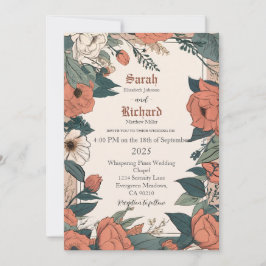 Trouwsuite met vintage botanische illustraties kaart