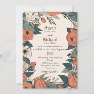 Trouwsuite met vintage botanische illustraties kaart