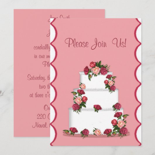 Trouwtaart bruiloft uitnodiging (Voorkant / Achterkant)