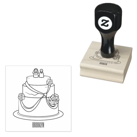 Trouwtaart cartoonillustratie rubberstempel (Gestempeld)